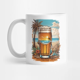 Beer and Beach Lover Shirt and Sticker Mug